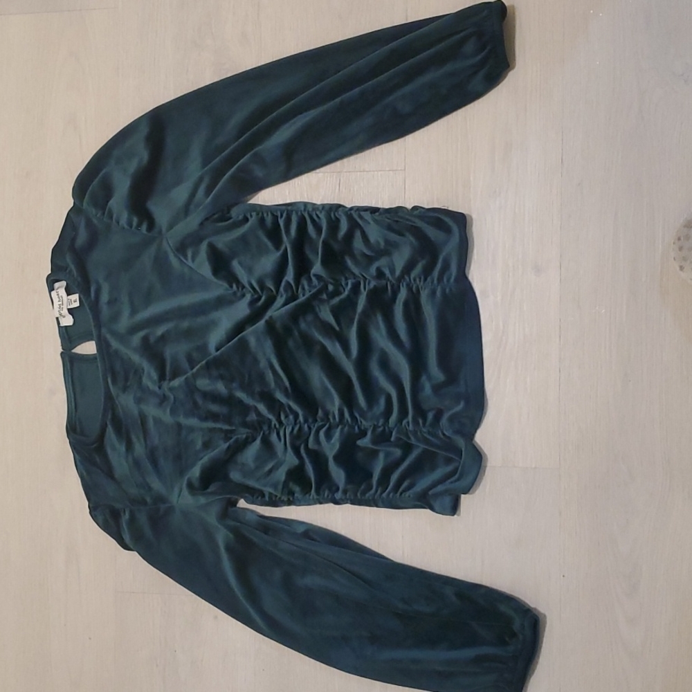 Velvet dark green blouse, size XL